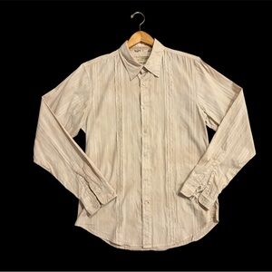 🔥 VINTAGE 90s Guess Denim & Dry Goods Distressed Striped Shirt - Men’s M Y2K
